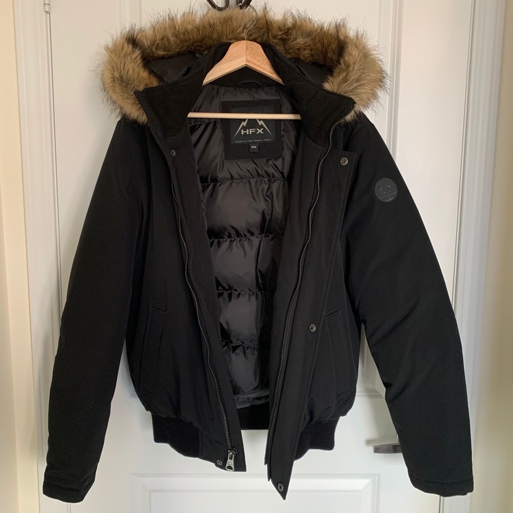 HFX Duck Down Jacket With Detachable Fur Hood